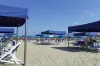My first European beach; umbrellas all nicely distanced