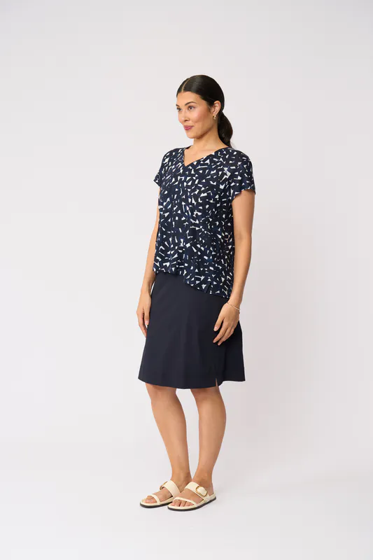 Model wearing True Navy Tee-Rific Skirt By Esplanade Available at Beetees Nelson