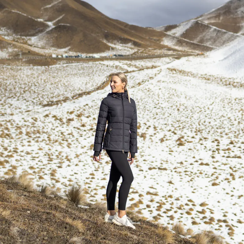 Model wearing Navy Lucy Packable Puffer Down Jacket By Moke Available at Beetees Nelson