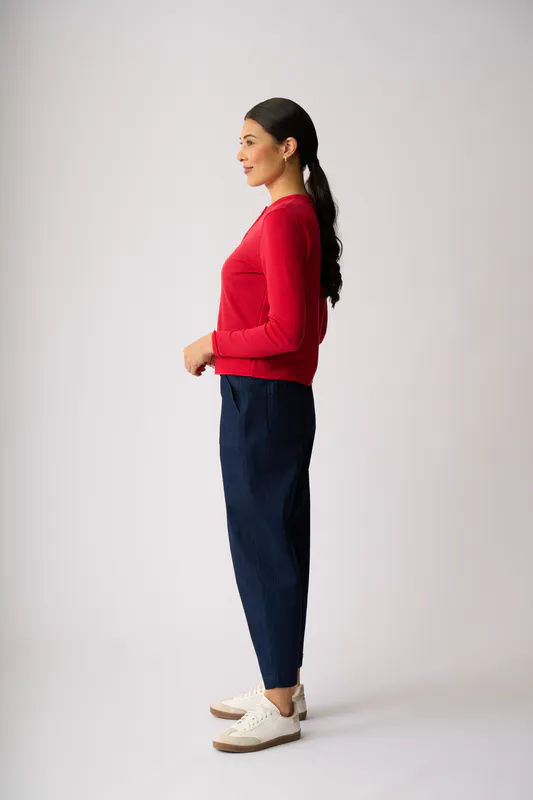 Model wearing Tomato Ewe Two Cardigan By Foil Available at Beetees Nelson