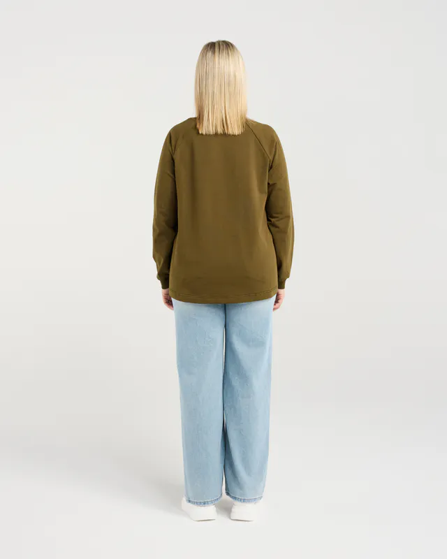 Model wearing Khaki Amaris Knit By Zafina Available at Beetees Nelson