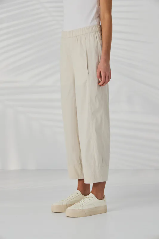 Model wearing Almond Barrel Pant By Lania Available at Beetees Nelson