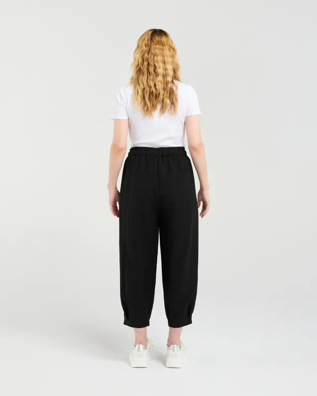 Model wearing Black Nova Pant By Seduce Available at Beetees Nelson