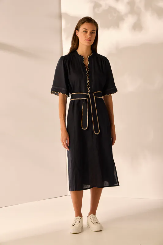 Model wearing Ink Natalie Dress By Lania Available at Beetees Nelson