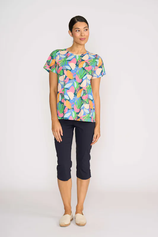 Model wearing True Navy Pant - 3/4 By Esplanade Available at Beetees Nelson