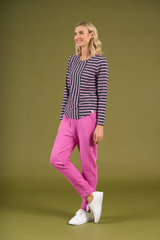 Model wearing Super Pink Mix Westport Tee By Charlie Jane Available at Beetees Nelson