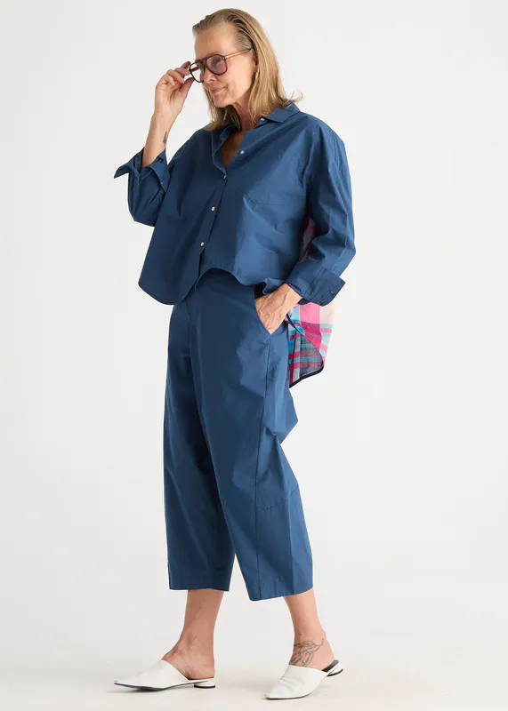 Model wearing Ocean Barrel Leg Pant By Zaket & Plover Available at Beetees Nelson