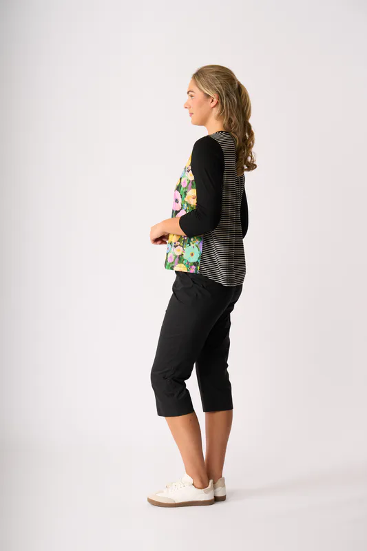 Model wearing Bouquet Top - Relaxed Fit, Contrast Front By Memo Available at Beetees Nelson