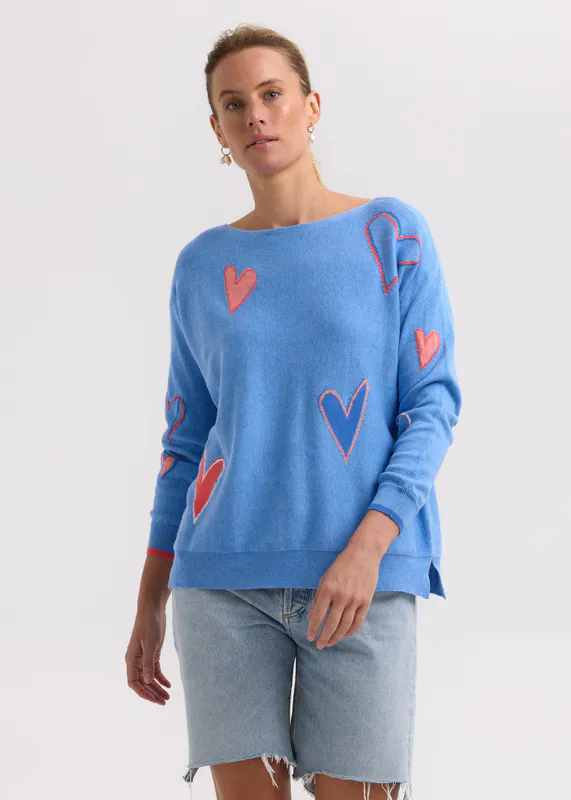 Model wearing Chambray Intarsia Hearts By Zaket & Plover Available at Beetees Nelson