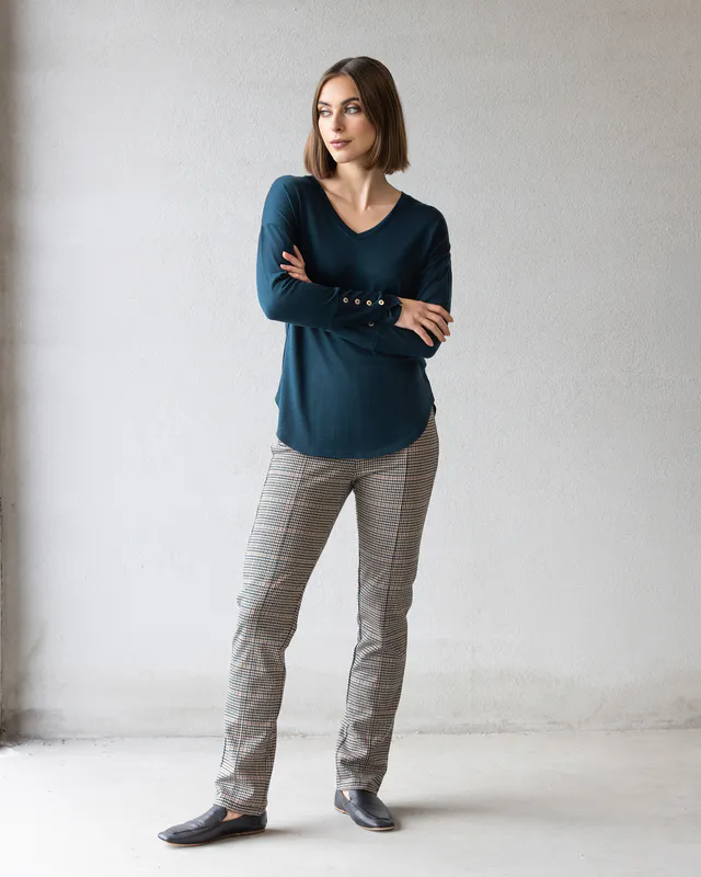 Model wearing Berry Veni Merino Top By Vassalli Available at Beetees Nelson