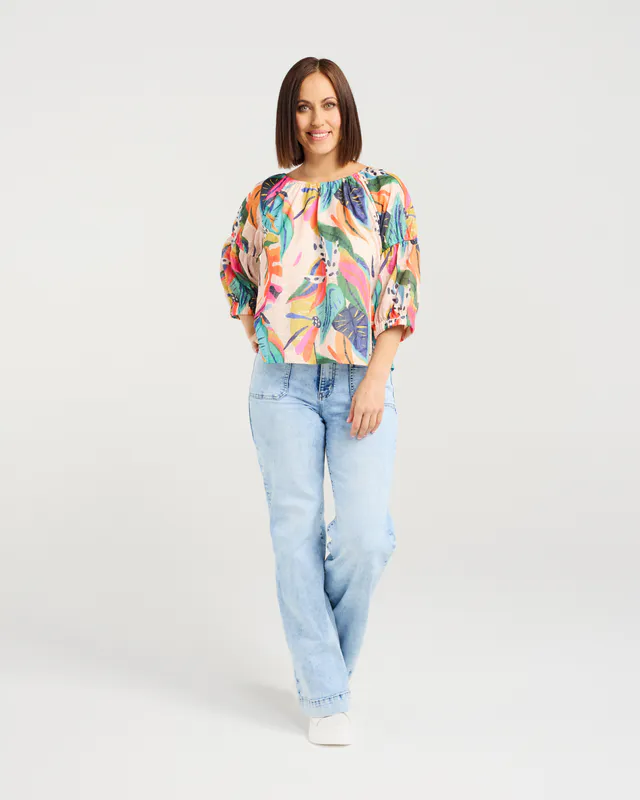 Model wearing Vivid Caitlin Top By Zafina Available at Beetees Nelson