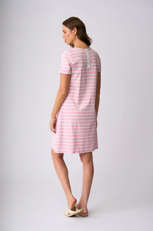 Model wearing Rose White Alexandra Dress By Charlie Jane Available at Beetees Nelson