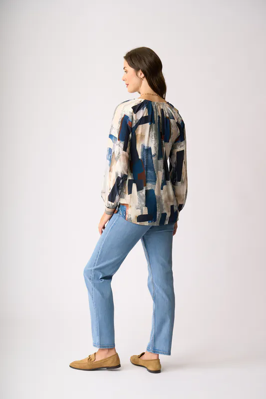 Model wearing Winter Blooms Razzle Dazzle Top By Preen Available at Beetees Nelson