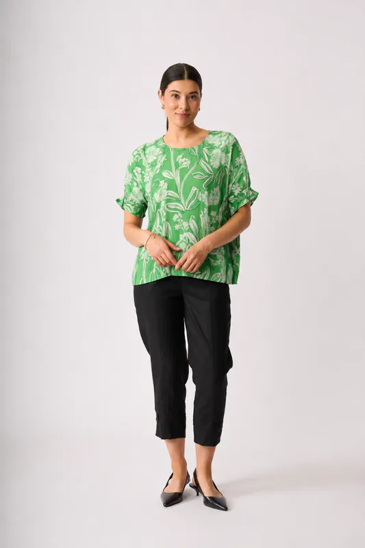 Model wearing Ode Sleeve IT Be Top By Foil Available at Beetees Nelson