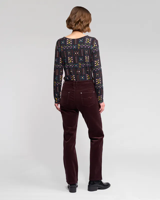 Model wearing Slate Arch Cord Pant By Vassalli Available at Beetees Nelson