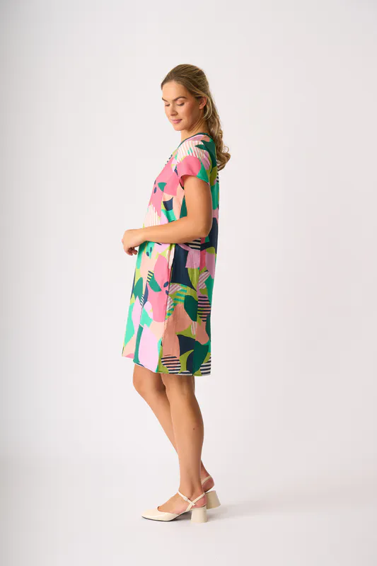 Model wearing Summer Vibes A-line Dress By Foil Available at Beetees Nelson