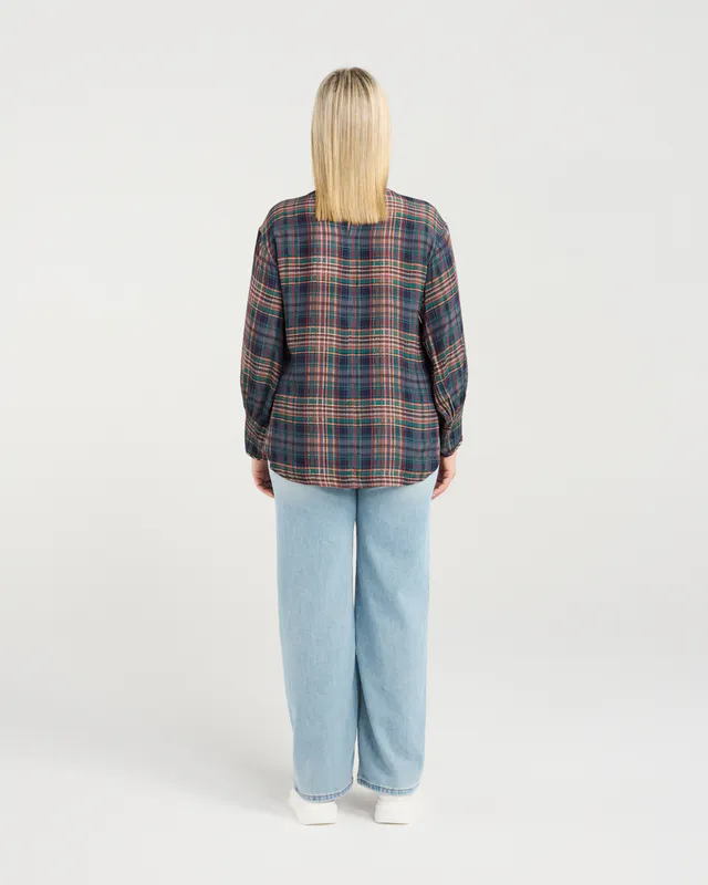 Model wearing Green/Tartin (Classic Plaid) Brynn Top By Seduce Available at Beetees Nelson