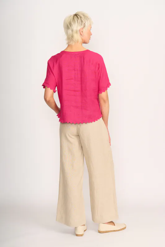 Model wearing Pink Ric Rac Scoop Top By Preen Available at Beetees Nelson