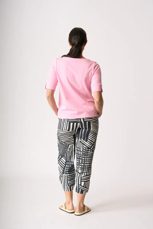 Model wearing Pink Tee - Wide Neck, Elbow Sleeve By Esplanade Available at Beetees Nelson