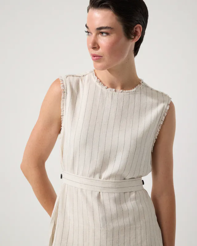 Model wearing Stone Stripe Stone Stripe Top By Marco Polo Available at Beetees Nelson