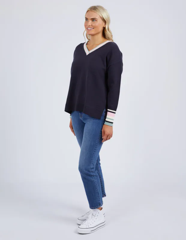Model wearing Sapphire Phoenix Knit By Elm Available at Beetees Nelson