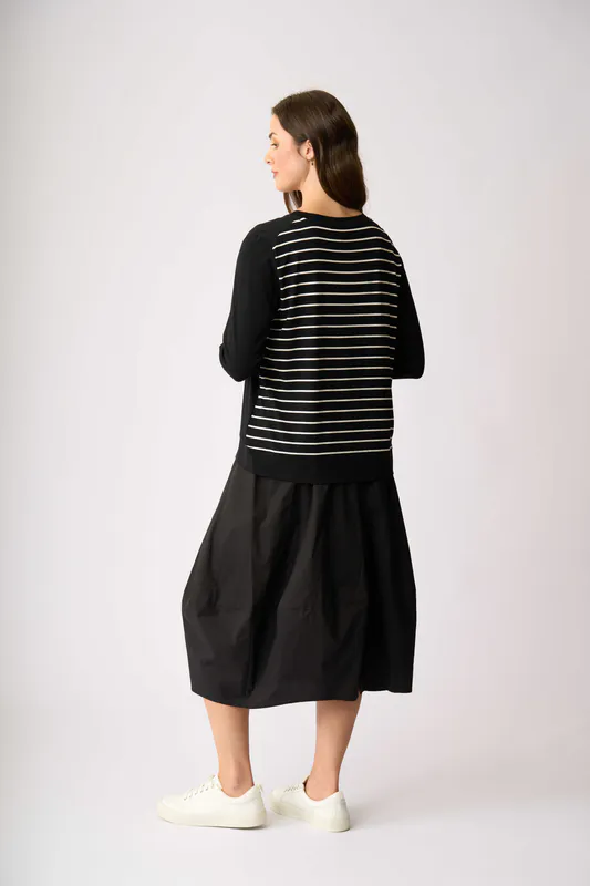 Model wearing Ace of the Heart Stripe Cuff Top By Foil Available at Beetees Nelson