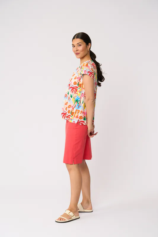 Model wearing Aloha Seams Sew Top By Foil Available at Beetees Nelson
