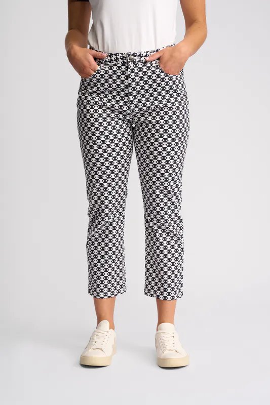 Model wearing Ink/White Arrival Pant By Vassalli Available at Beetees Nelson