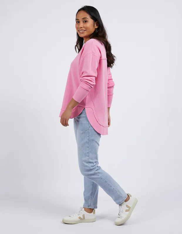 Model wearing Bright Pink Simplified Crew By Foxwood Available at Beetees Nelson