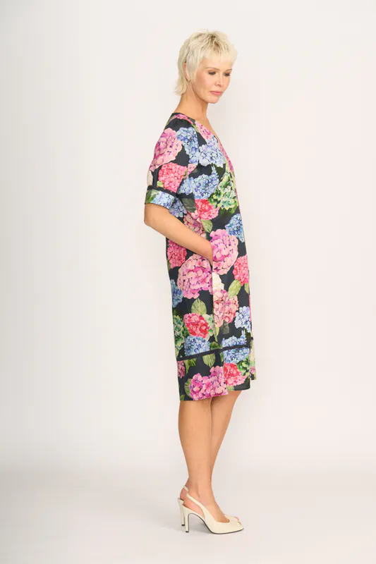 Model wearing Hydrangea Trim Time Dress By Foil Available at Beetees Nelson