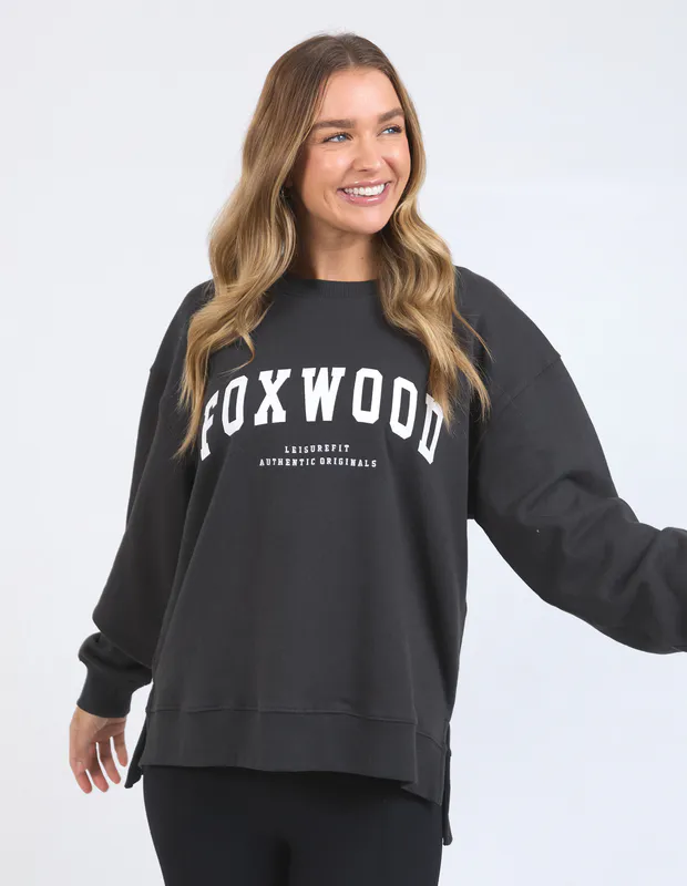Model wearing Dark Khaki Interval Crew By Foxwood Available at Beetees Nelson