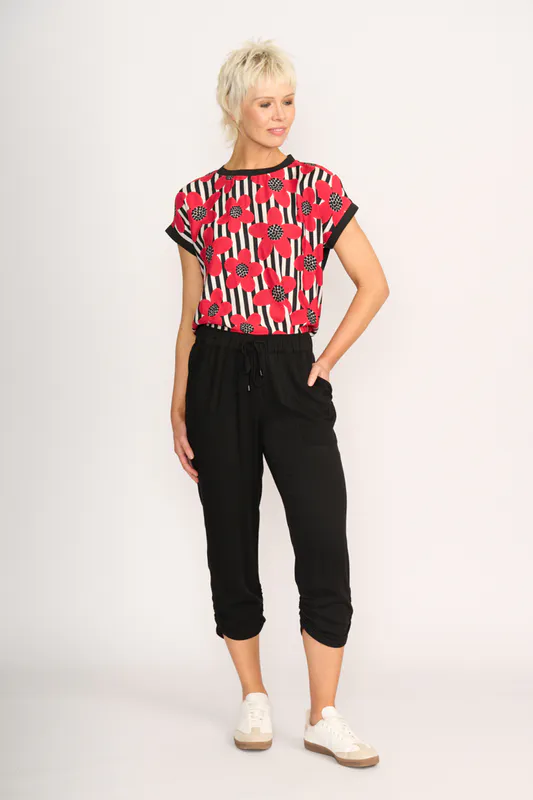 Model wearing Black Pant - Draped, Cuff Detail By Memo Available at Beetees Nelson