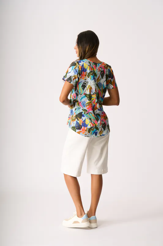 Model wearing Lyrical Tee - Swing Fit By Preen Available at Beetees Nelson