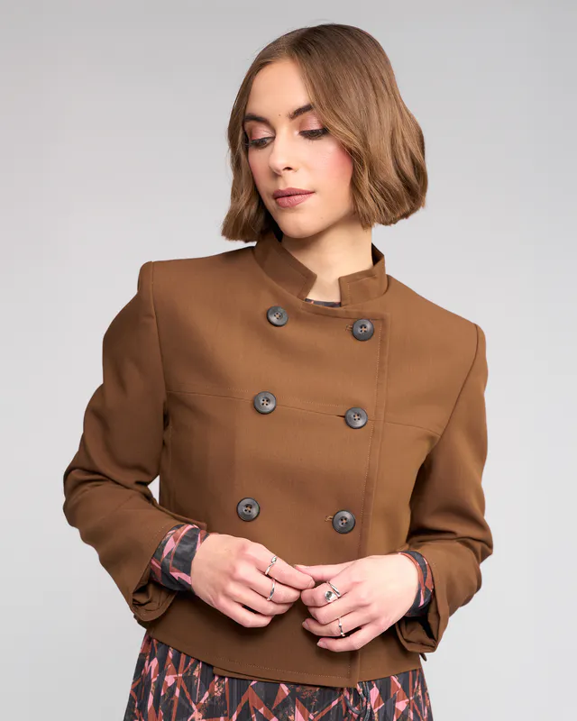 Model wearing Cedar Soho Jacket By Knewe Available at Beetees Nelson