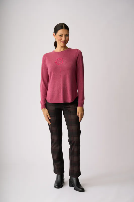 Model wearing Clover Black Scoop Up Jumper By Memo Available at Beetees Nelson