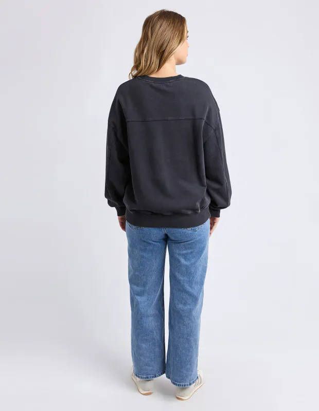 Model wearing Black Floret Crew By Foxwood Available at Beetees Nelson