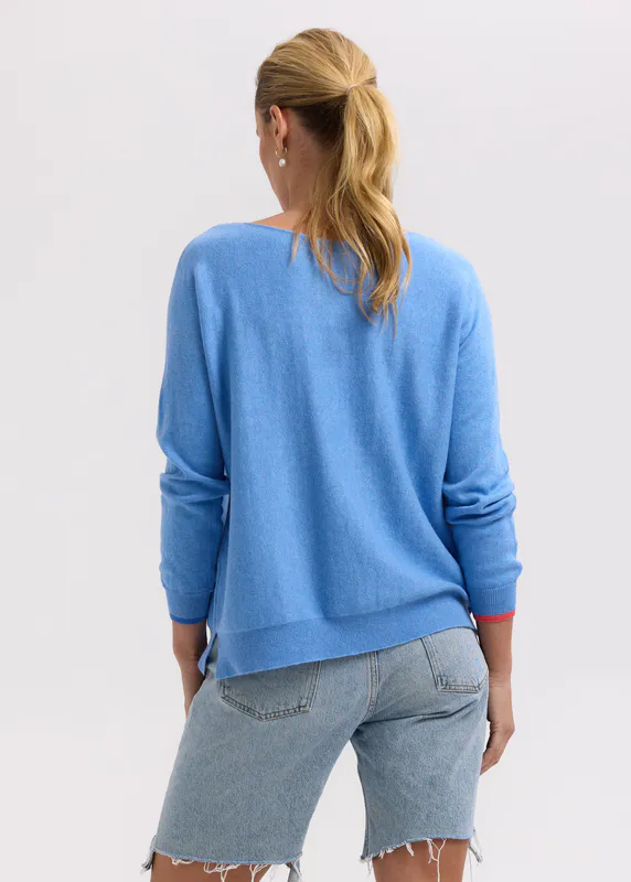 Model wearing Chambray Intarsia Hearts By Zaket & Plover Available at Beetees Nelson