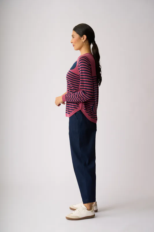 Model wearing Pink Steel Scoop The Spots Jumper By Memo Available at Beetees Nelson