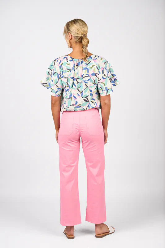 Model wearing Jam Wide Leg Ankle Grazer Jean By Vassalli Available at Beetees Nelson