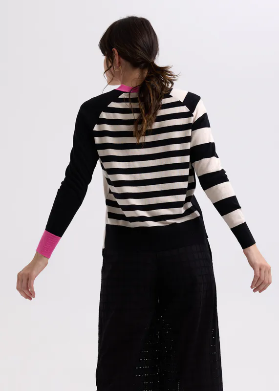 Model wearing Black Split Cardi By Zaket & Plover Available at Beetees Nelson