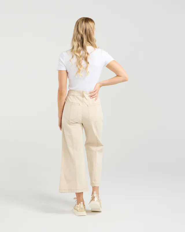 Model wearing Buttercream Maya Pant By Et Alia Available at Beetees Nelson