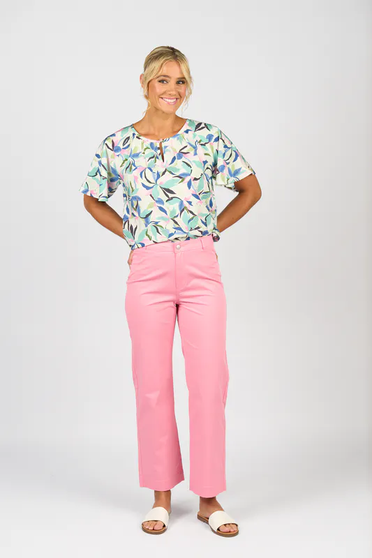 Model wearing Jam Wide Leg Ankle Grazer Jean By Vassalli Available at Beetees Nelson