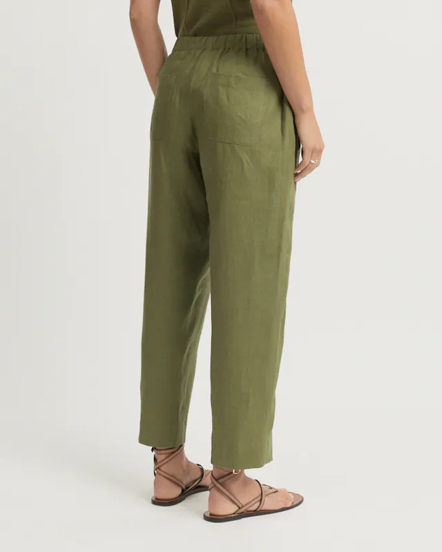 Model wearing Lawn Tirari Slim Pant By Yarra Trail Available at Beetees Nelson