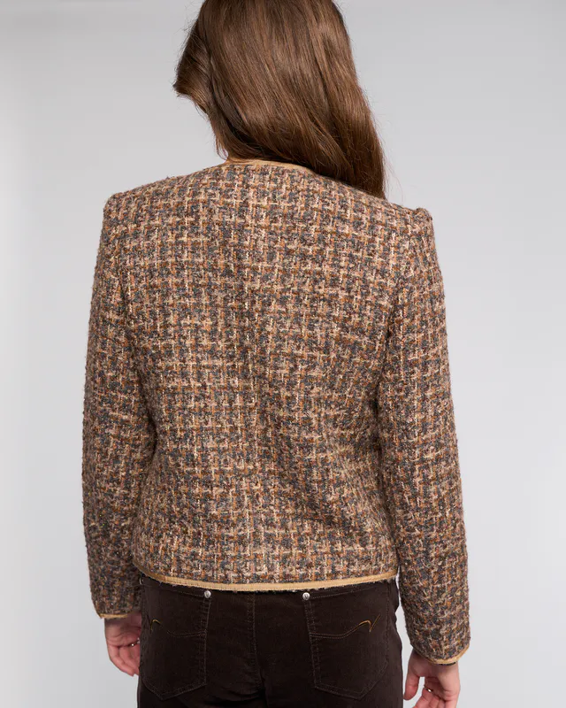 Model wearing Florence Stage Jacket By Vassalli Available at Beetees Nelson