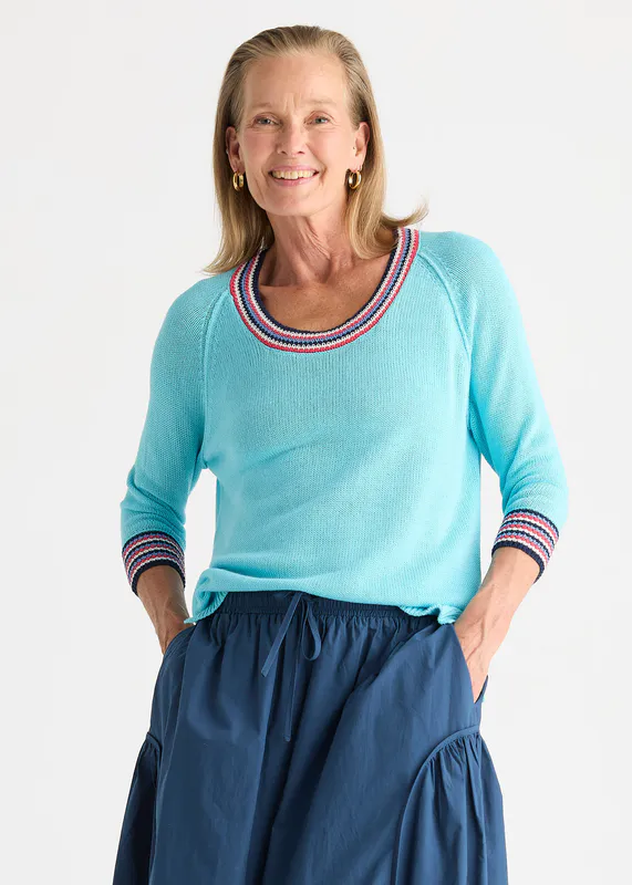 Model wearing Capri Crochet Trim Top By Zaket & Plover Available at Beetees Nelson