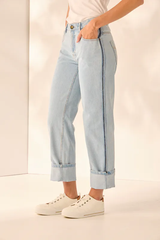 Model wearing Bleached Legal Jean By Lania Available at Beetees Nelson