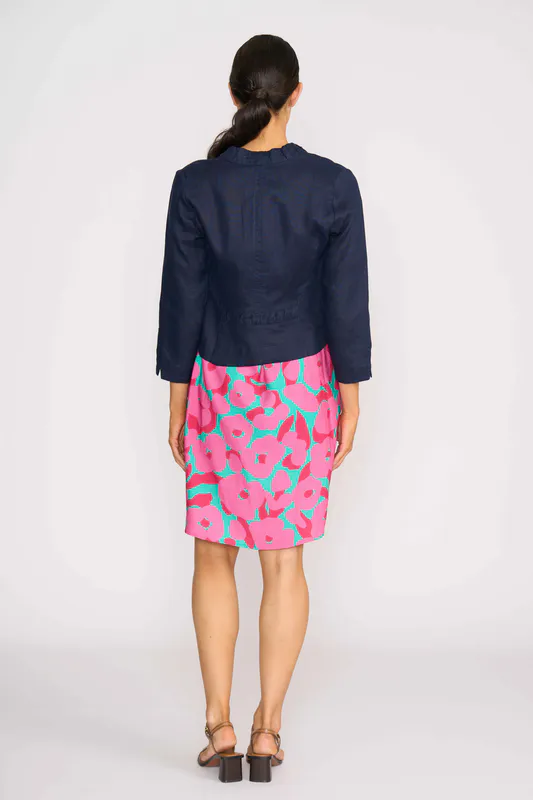 Model wearing Midnight Gather Together Jacket By Foil Available at Beetees Nelson