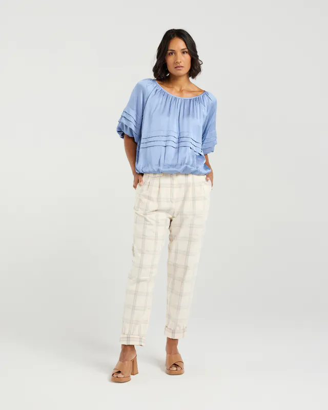 Model wearing Cornflower Sophie Top By Et Alia Available at Beetees Nelson