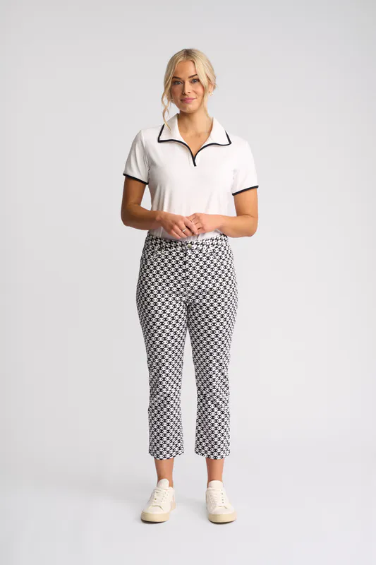 Model wearing Ink/White Arrival Pant By Vassalli Available at Beetees Nelson