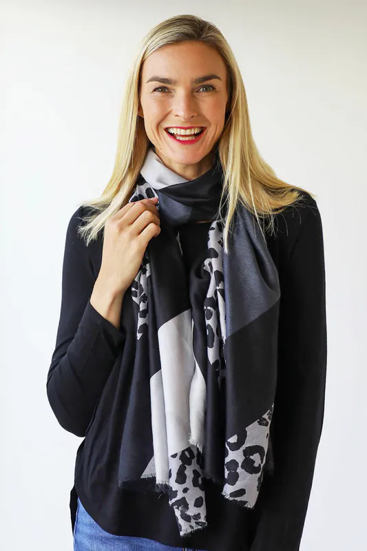 Geometric Animal Print Scarf By Archer House Available at Beetees Nelson